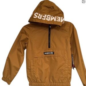MEMBERS ONLY Boys Mustard 1/2 Zipper Hood Pullover Jacket Windbreaker Size 8 NEW